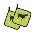 Black Bengal Goat Green Pot Holder Set of 2 Heat Resistant Quilted Hot Pads 7.5 x 7.5 Inch, Insulated Kitchen Trivets for Cooking & Baking