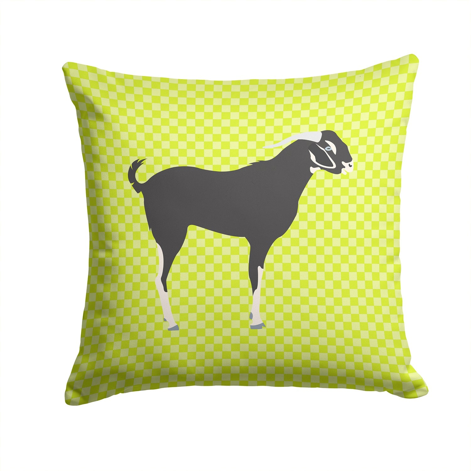 Black Bengal Goat Green Decorative Throw Pillow 14x14 Indoor Outdoor Accent Cushion, Fabric Cover with Insert for Sofa, Bed, Porch & Living Room