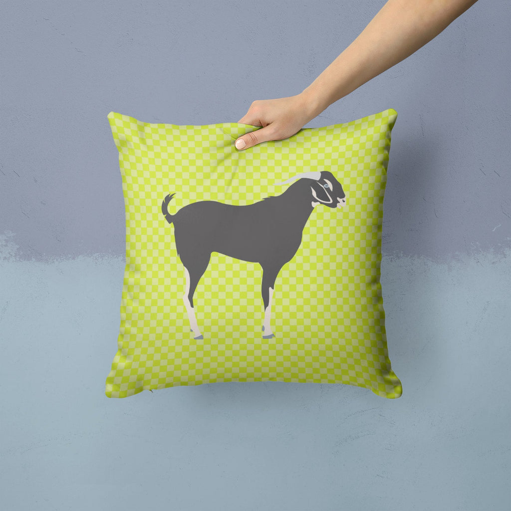 Black Bengal Goat Green Decorative Throw Pillow 14x14 Indoor Outdoor Accent Cushion, Fabric Cover with Insert for Sofa, Bed, Porch & Living Room