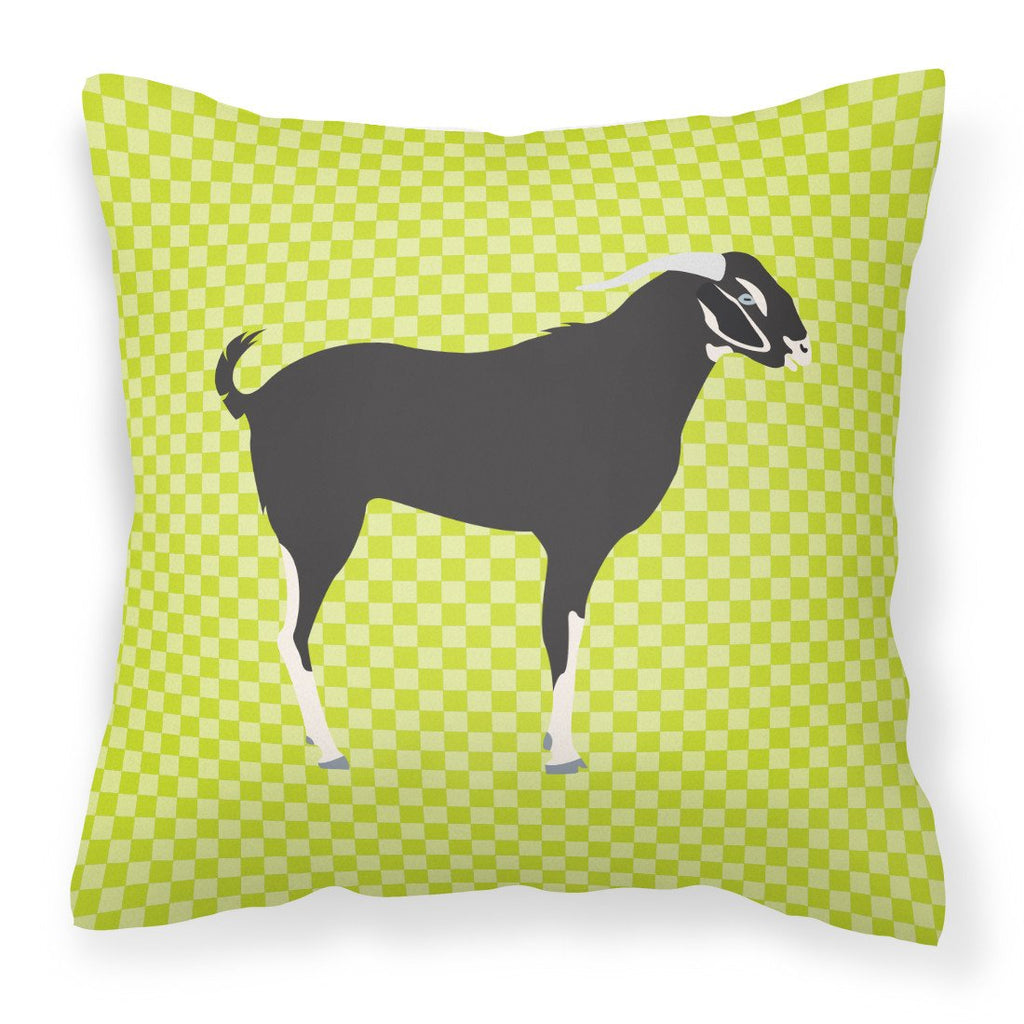 Black Bengal Goat Green Decorative Throw Pillow 18x18 Indoor Outdoor Accent Cushion, Fabric Cover with Insert for Sofa, Bed, Porch & Living Room