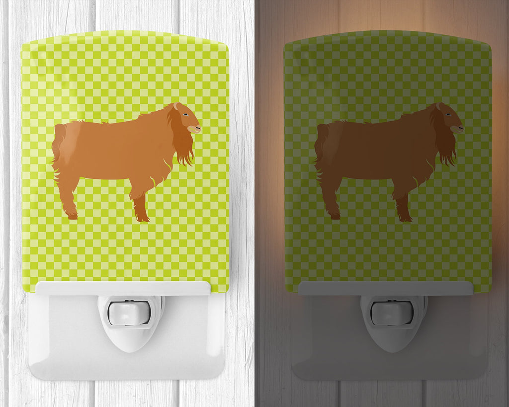 American Lamancha Goat Green Ceramic Night Light Compact, UL-Certified, Ideal for Bedroom, Bathroom, Nursery, Hallway, Kitchen, 6x4x3, Multicolor