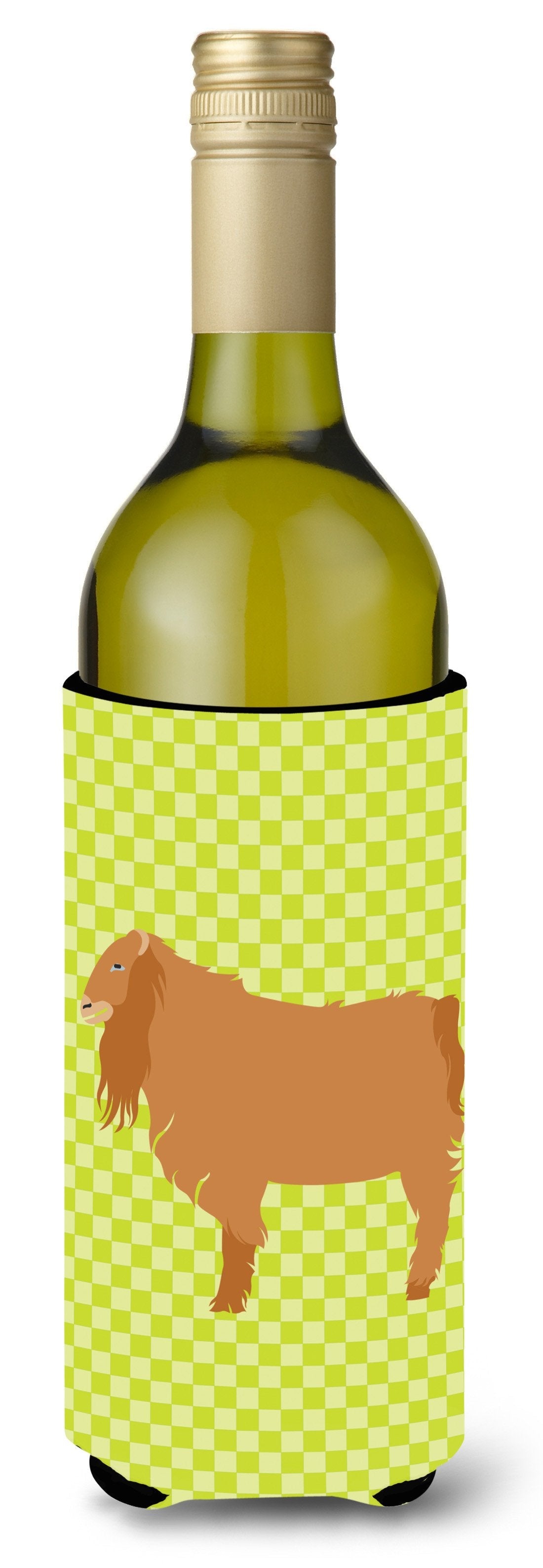 American Lamancha Goat Green Wine Bottle Hugger Gift Sleeve for Standard 750 ml Bottles, Insulated Reusable Also Fits Mini Shot & Pint Bottles
