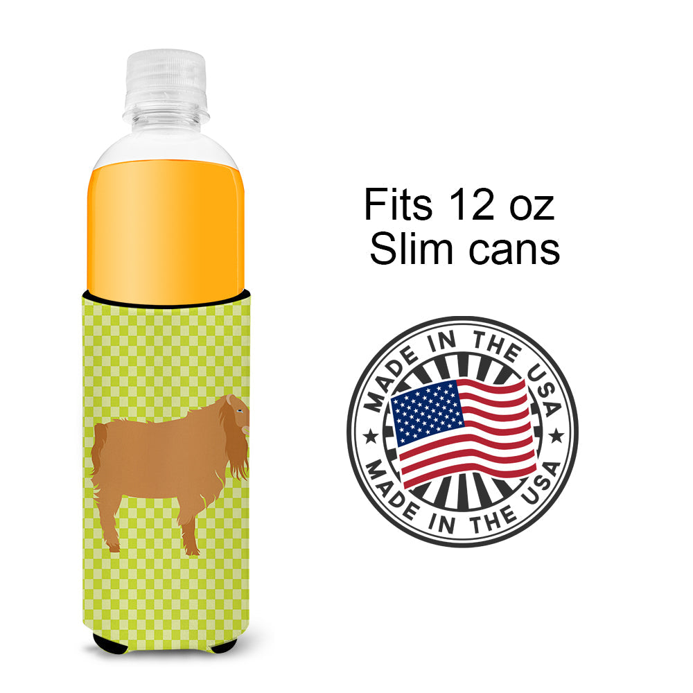 American Lamancha Goat Green Slim Can Hugger , Insulated Foam Hugger for 12 oz Slim Cans, Beer Bottles & Water Bottles, Printed in USA