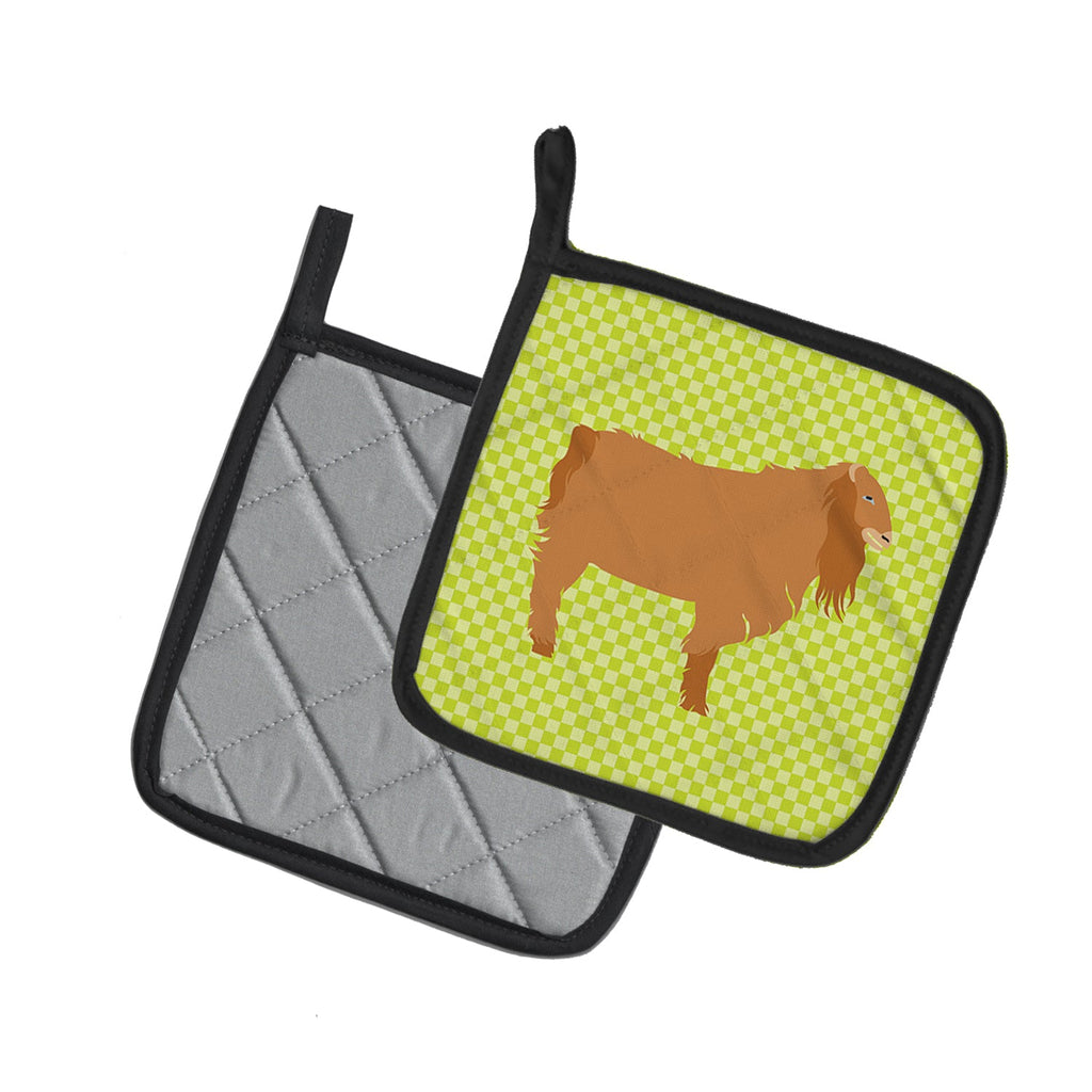 American Lamancha Goat Green Pot Holder Set of 2 Heat Resistant Quilted Hot Pads 7.5 x 7.5 Inch, Insulated Kitchen Trivets for Cooking & Baking