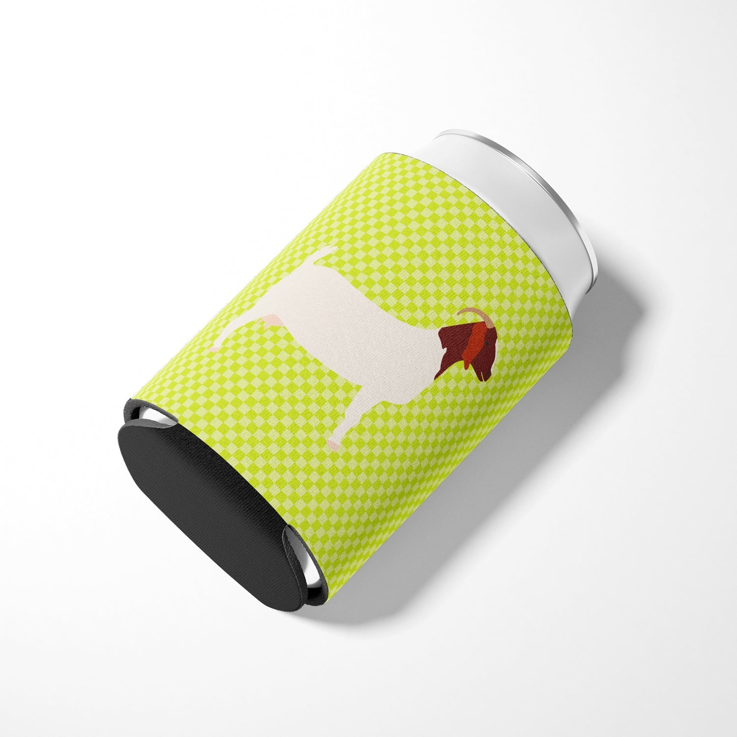 Boer Goat Green Can or Bottle Hugger Cooler Sleeve for Standard 12 oz Cans, Insulated Foam Beer & Soda Can Hugger Reusable
