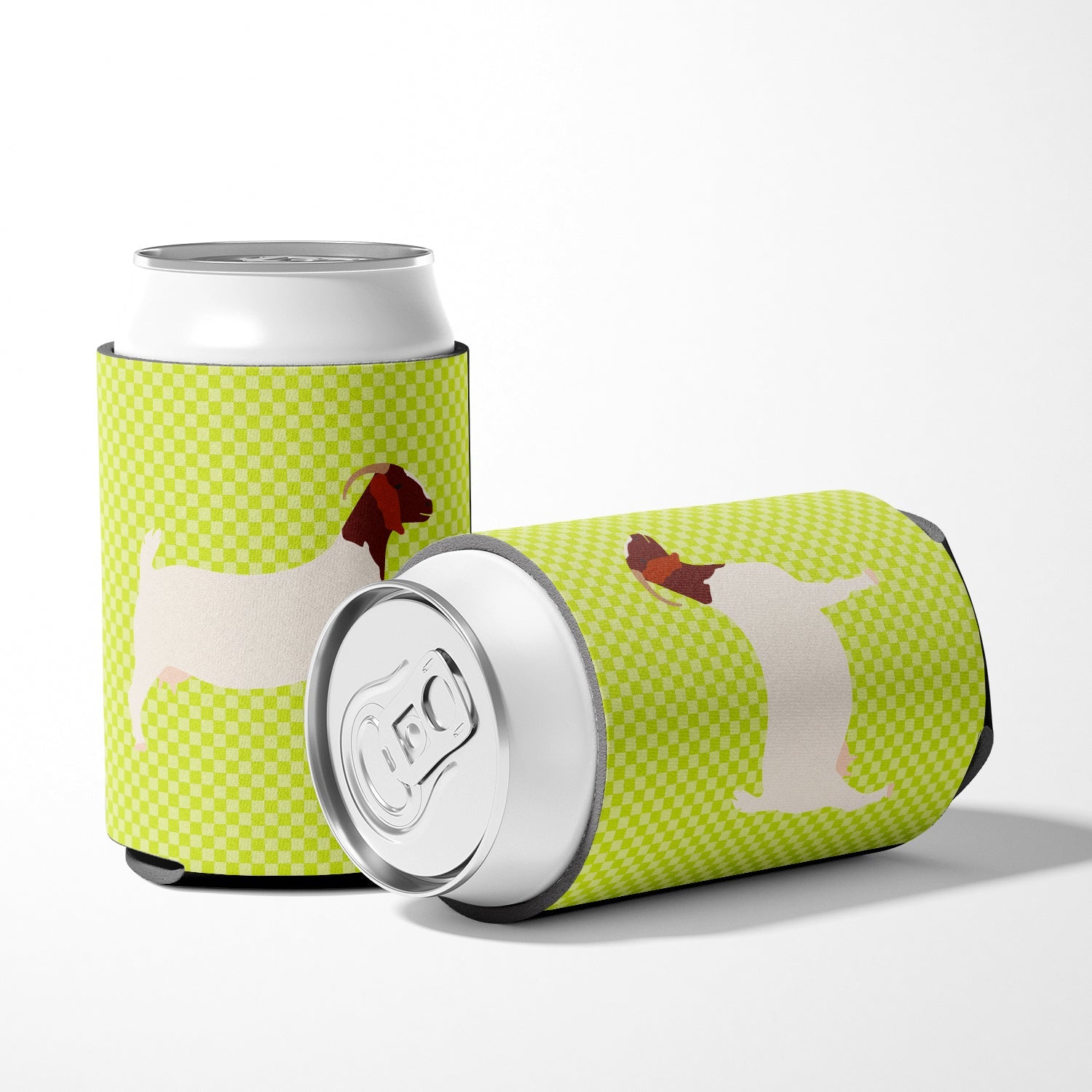 Boer Goat Green Can or Bottle Hugger Cooler Sleeve for Standard 12 oz Cans, Insulated Foam Beer & Soda Can Hugger Reusable