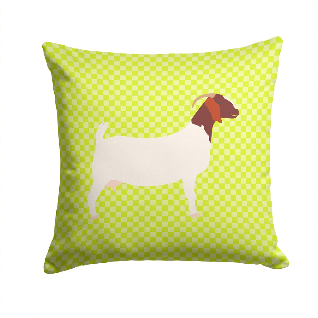 Boer Goat Green Decorative Throw Pillow 14x14 Indoor Outdoor Accent Cushion, Fabric Cover with Insert for Sofa, Bed, Porch & Living Room