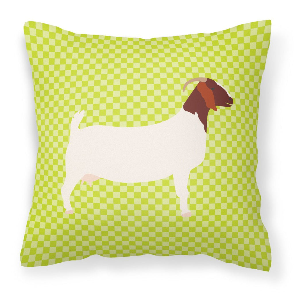 Boer Goat Green Decorative Throw Pillow 18x18 Indoor Outdoor Accent Cushion, Fabric Cover with Insert for Sofa, Bed, Porch & Living Room