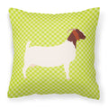 Boer Goat Green Decorative Throw Pillow 18x18 Indoor Outdoor Accent Cushion, Fabric Cover with Insert for Sofa, Bed, Porch & Living Room