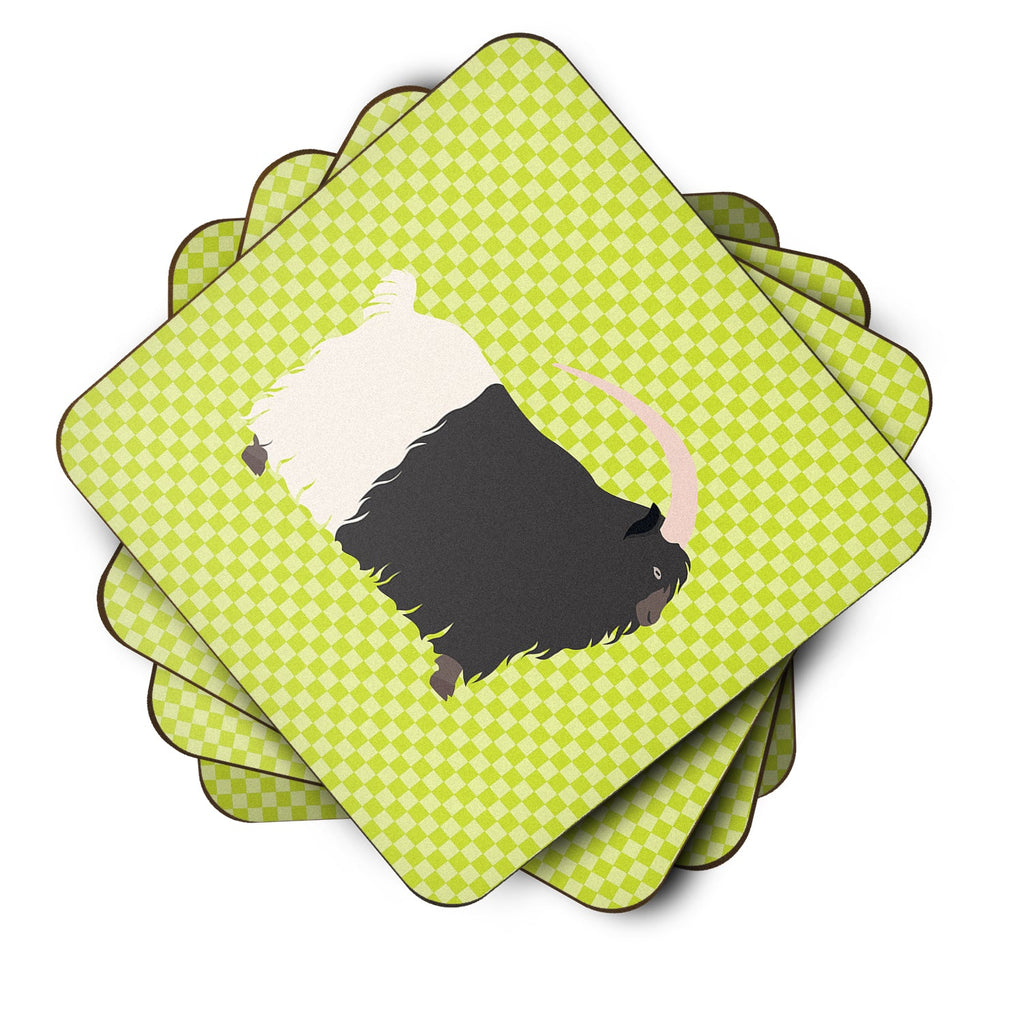 Welsh Black-Necked Goat Green Foam Coasters Set of 4 Cup Coasters for Indoor Outdoor, Tabletop Protection, Anti Slip, Mouse pad Material
