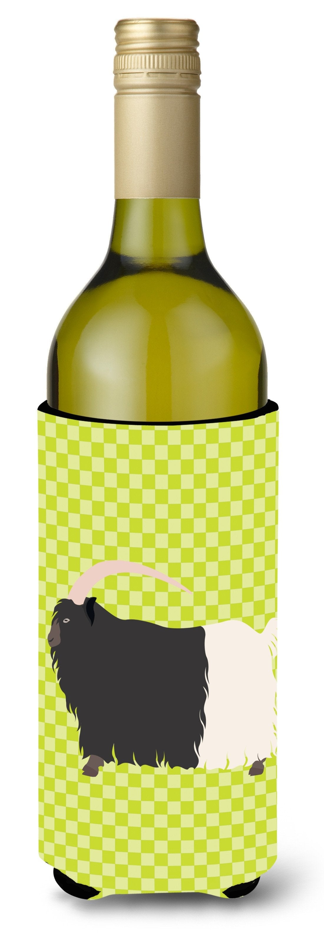 Welsh Black-Necked Goat Green Wine Bottle Hugger Gift Sleeve for Standard 750 ml Bottles, Insulated Reusable Also Fits Mini Shot & Pint Bottles