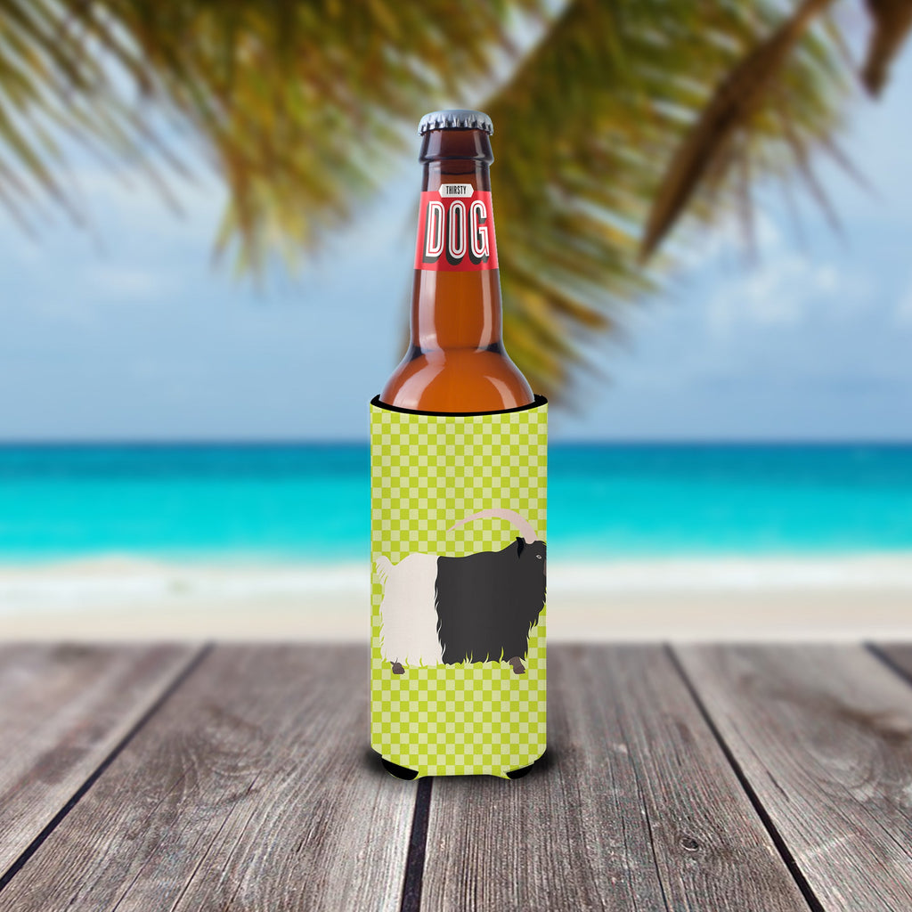 Welsh Black-Necked Goat Green Slim Can Hugger , Insulated Foam Hugger for 12 oz Slim Cans, Beer Bottles & Water Bottles, Printed in USA