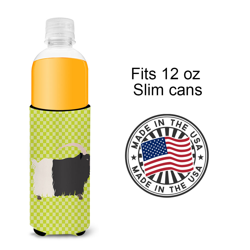 Welsh Black-Necked Goat Green Slim Can Hugger , Insulated Foam Hugger for 12 oz Slim Cans, Beer Bottles & Water Bottles, Printed in USA