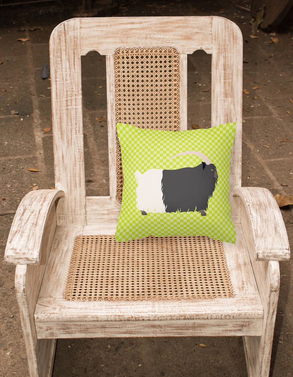 Welsh Black-Necked Goat Green Decorative Throw Pillow 18x18 Indoor Outdoor Accent Cushion, Fabric Cover with Insert for Sofa, Bed, Porch & Living Room