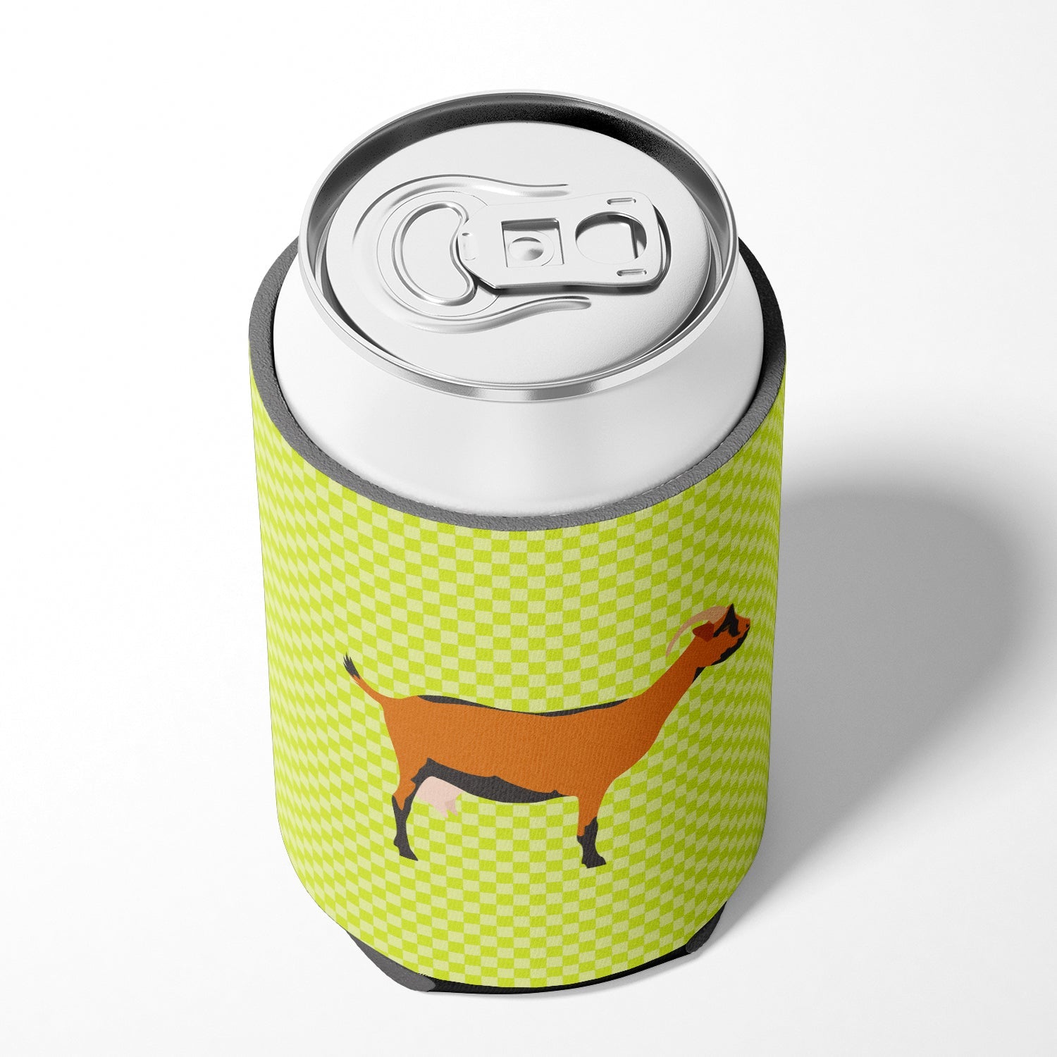 Oberhasli Goat Green Can or Bottle Hugger Cooler Sleeve for Standard 12 oz Cans, Insulated Foam Beer & Soda Can Hugger Reusable