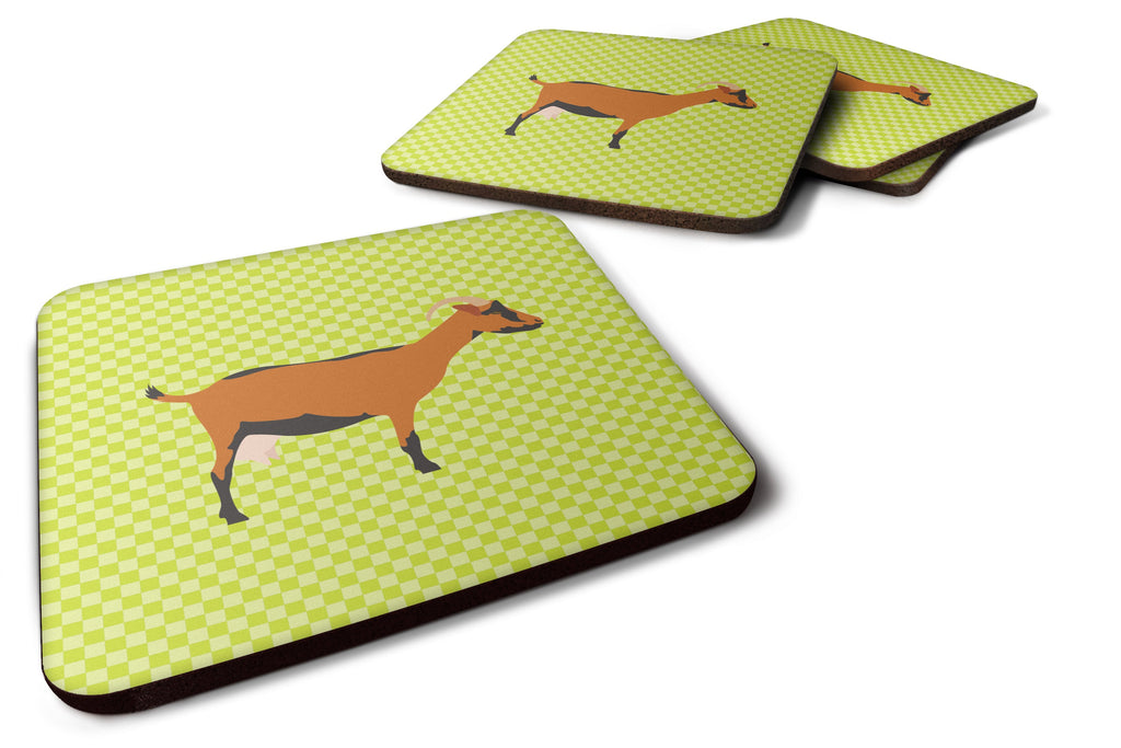 Oberhasli Goat Green Foam Coasters Set of 4 Cup Coasters for Indoor Outdoor, Tabletop Protection, Anti Slip, Mouse pad Material