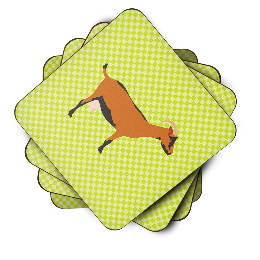 Oberhasli Goat Green Foam Coasters Set of 4 Cup Coasters for Indoor Outdoor, Tabletop Protection, Anti Slip, Mouse pad Material