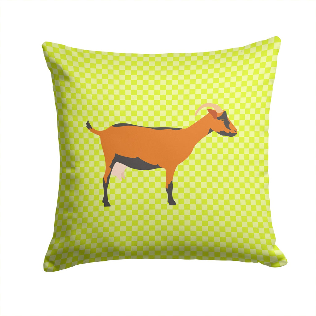Oberhasli Goat Green Decorative Throw Pillow 14x14 Indoor Outdoor Accent Cushion, Fabric Cover with Insert for Sofa, Bed, Porch & Living Room