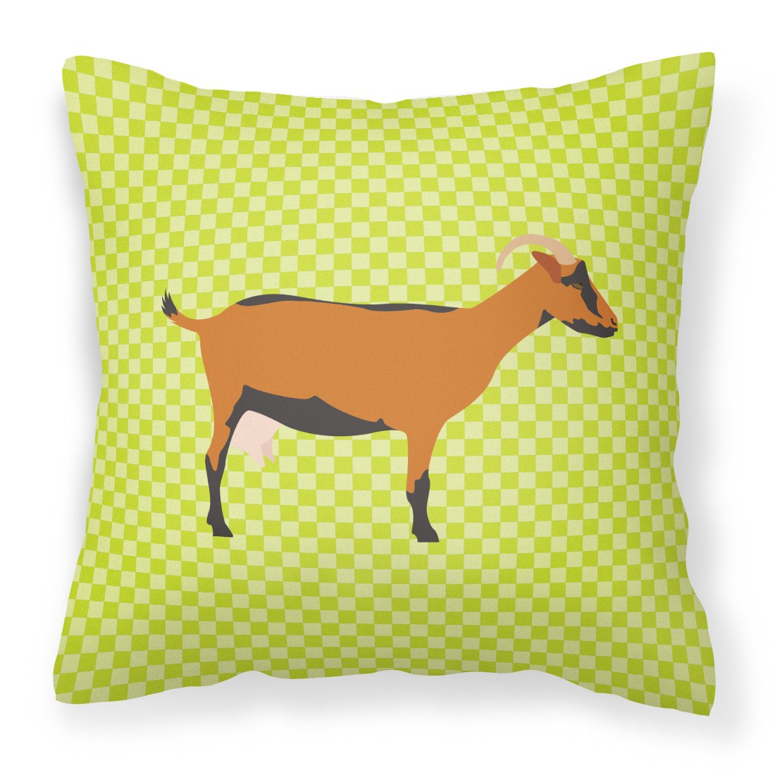 Oberhasli Goat Green Decorative Throw Pillow 18x18 Indoor Outdoor Accent Cushion, Fabric Cover with Insert for Sofa, Bed, Porch & Living Room