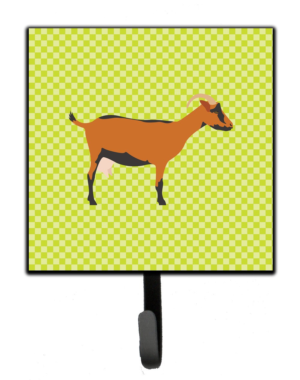 Oberhasli Goat Green Leash or Key Holder Wall Hooks, Key Hooks Holder, Coat Rack Wall Mount, Coat Hooks, Hooks for Hanging Keys, Towels, Aprons, Leashes