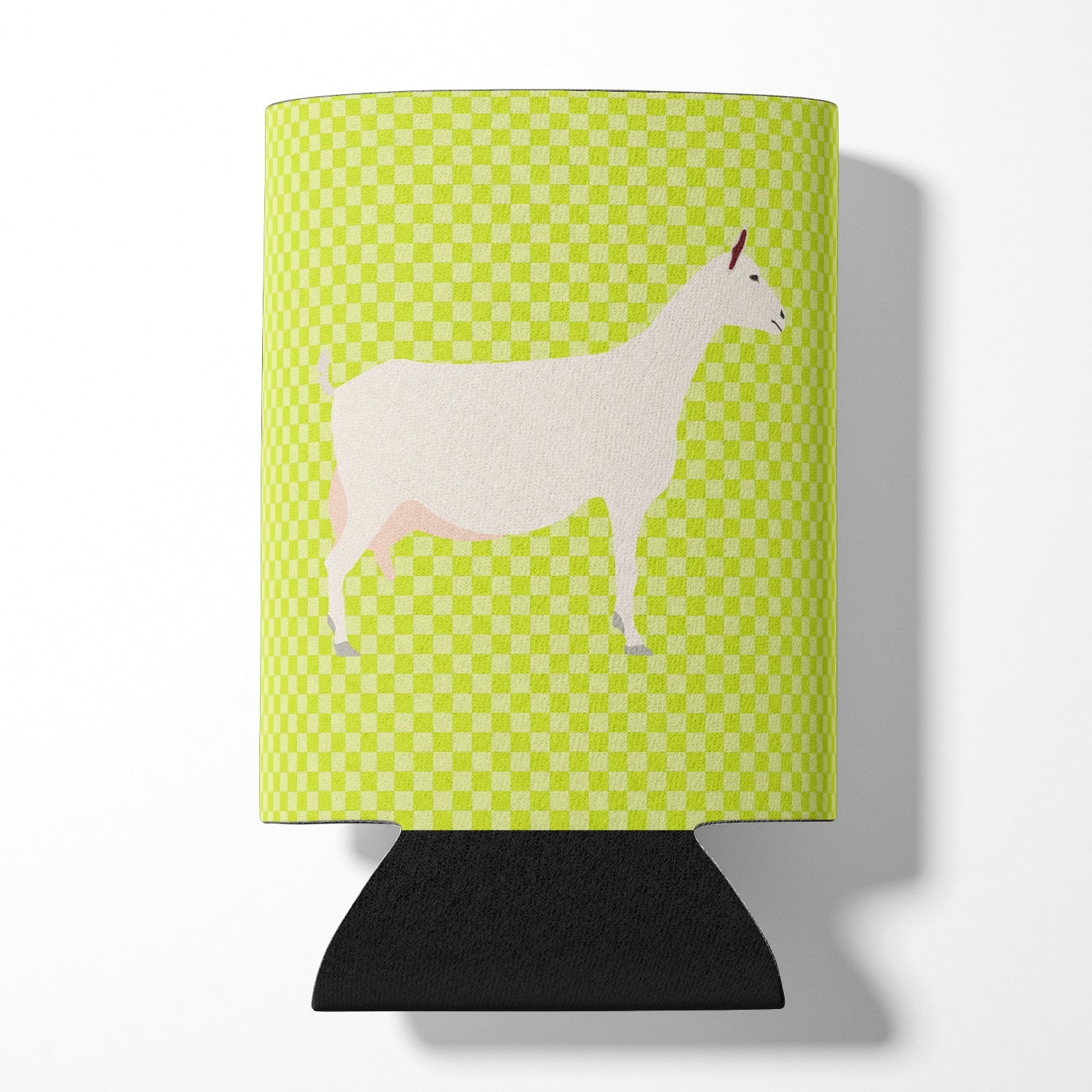 Saanen Goat Green Can or Bottle Hugger Cooler Sleeve for Standard 12 oz Cans, Insulated Foam Beer & Soda Can Hugger Reusable