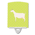 Saanen Goat Green Ceramic Night Light Compact, UL-Certified, Ideal for Bedroom, Bathroom, Nursery, Hallway, Kitchen, 6x4x3, Multicolor