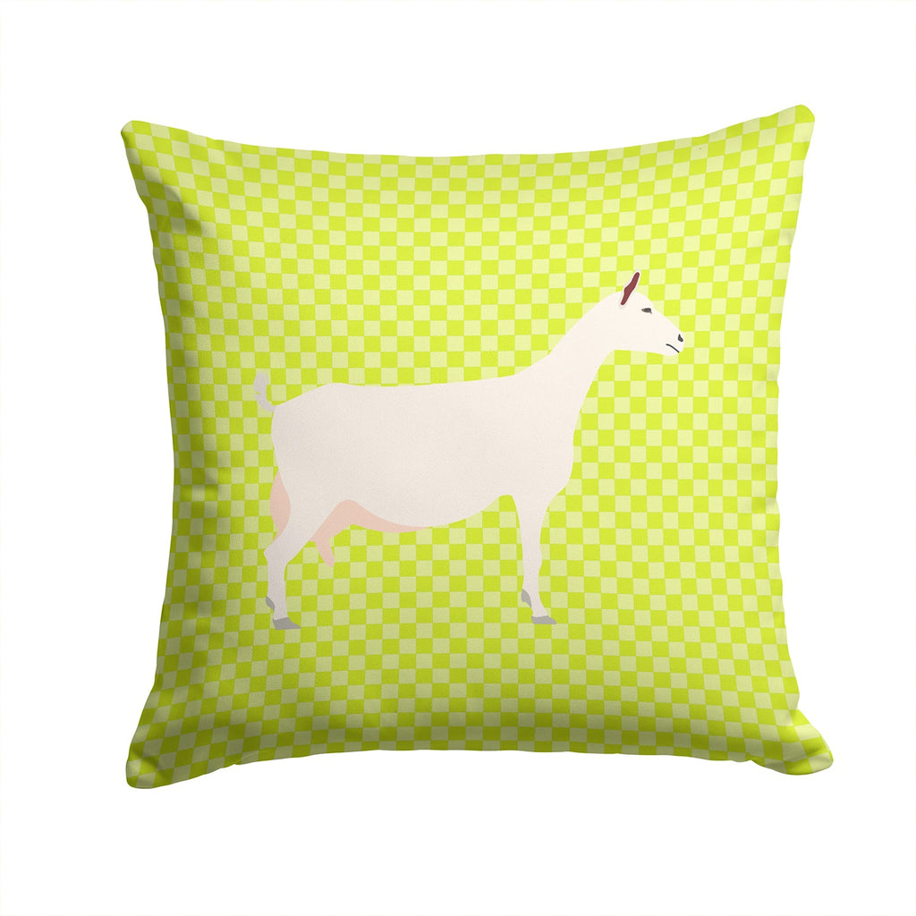 Saanen Goat Green Decorative Throw Pillow 14x14 Indoor Outdoor Accent Cushion, Fabric Cover with Insert for Sofa, Bed, Porch & Living Room