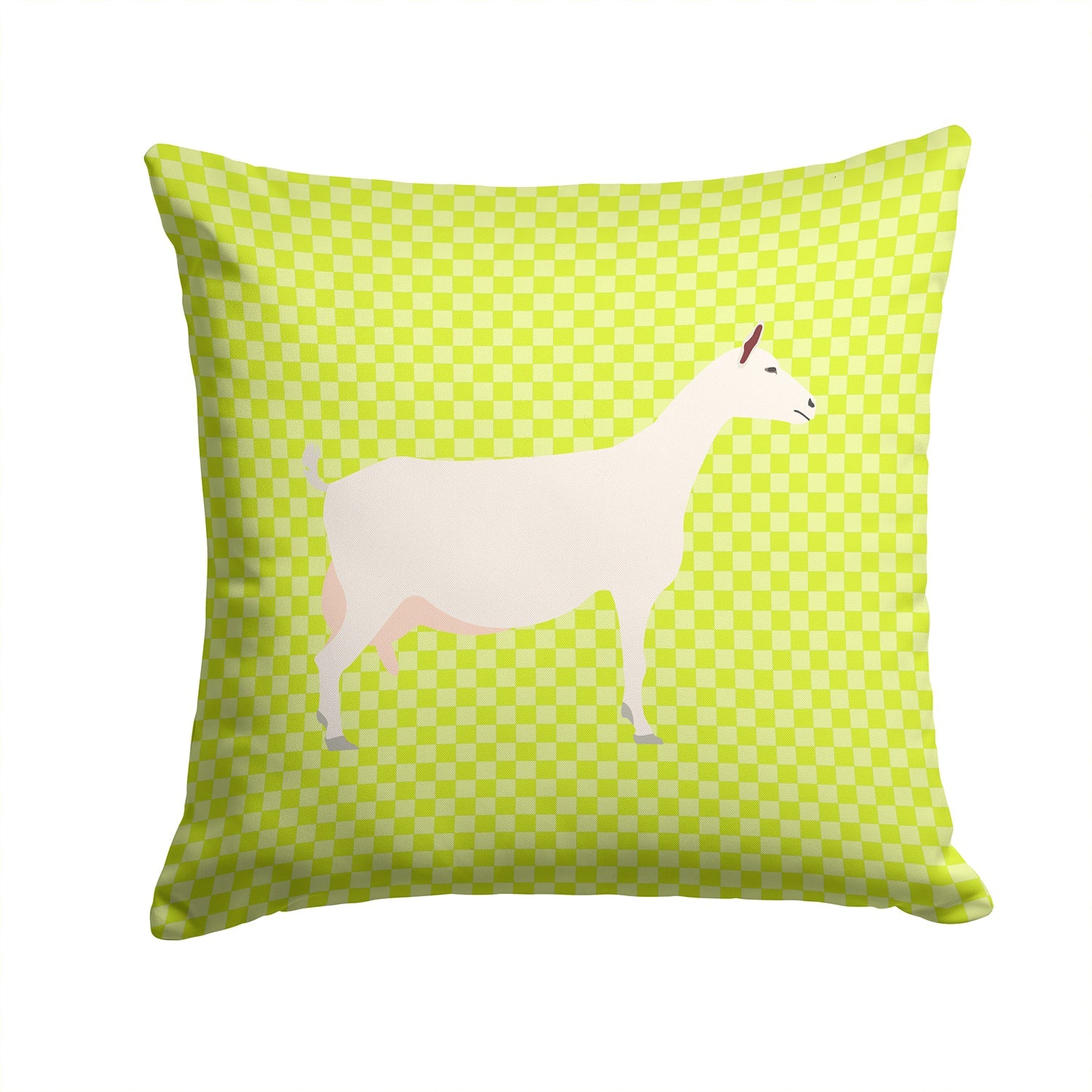 Saanen Goat Green Decorative Throw Pillow 14x14 Indoor Outdoor Accent Cushion, Fabric Cover with Insert for Sofa, Bed, Porch & Living Room