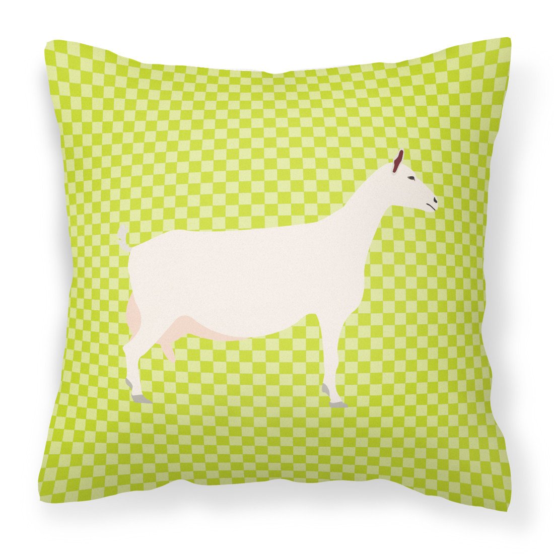 Saanen Goat Green Decorative Throw Pillow 18x18 Indoor Outdoor Accent Cushion, Fabric Cover with Insert for Sofa, Bed, Porch & Living Room