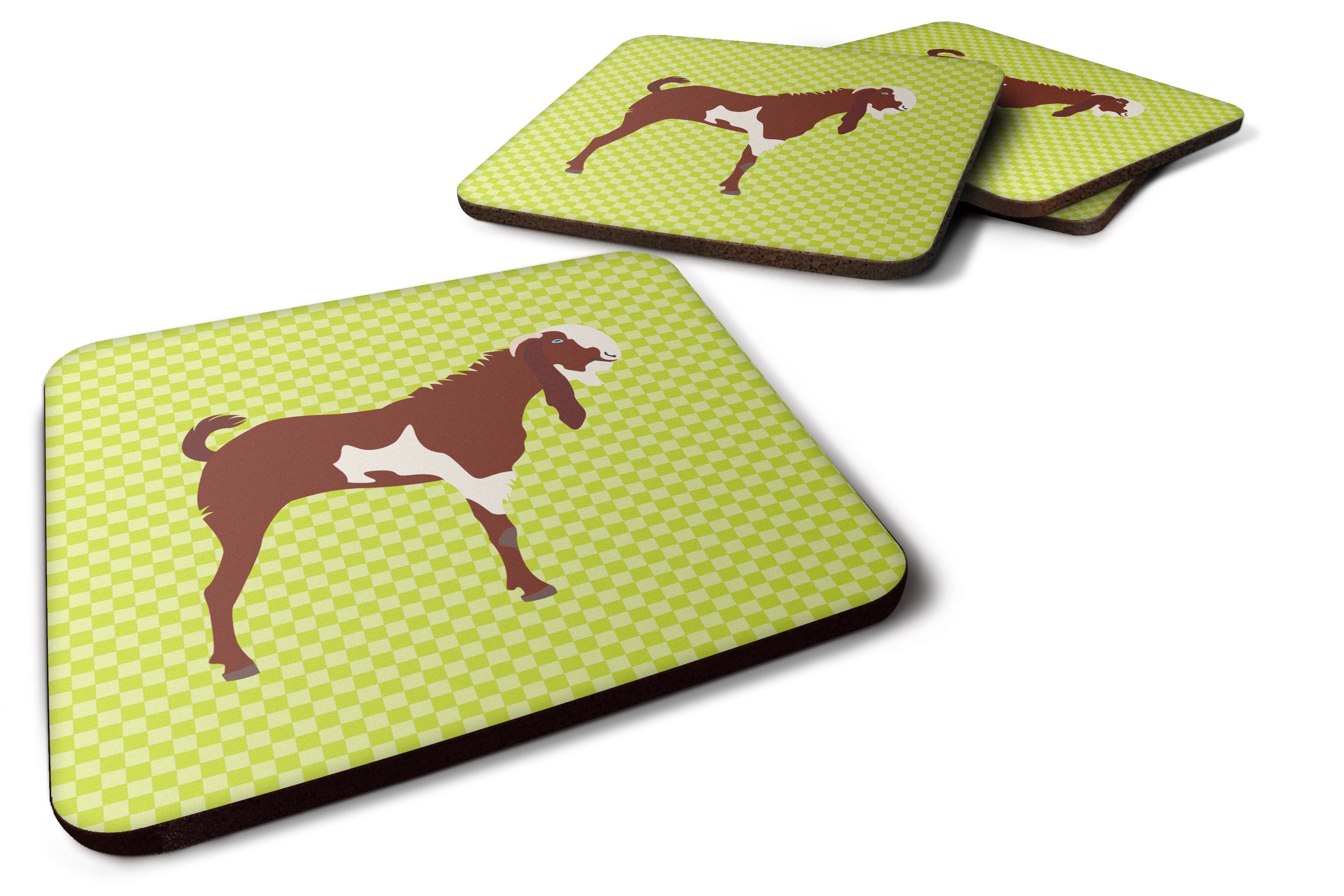Jamnapari Goat Green Foam Coasters Set of 4 Cup Coasters for Indoor Outdoor, Tabletop Protection, Anti Slip, Mouse pad Material