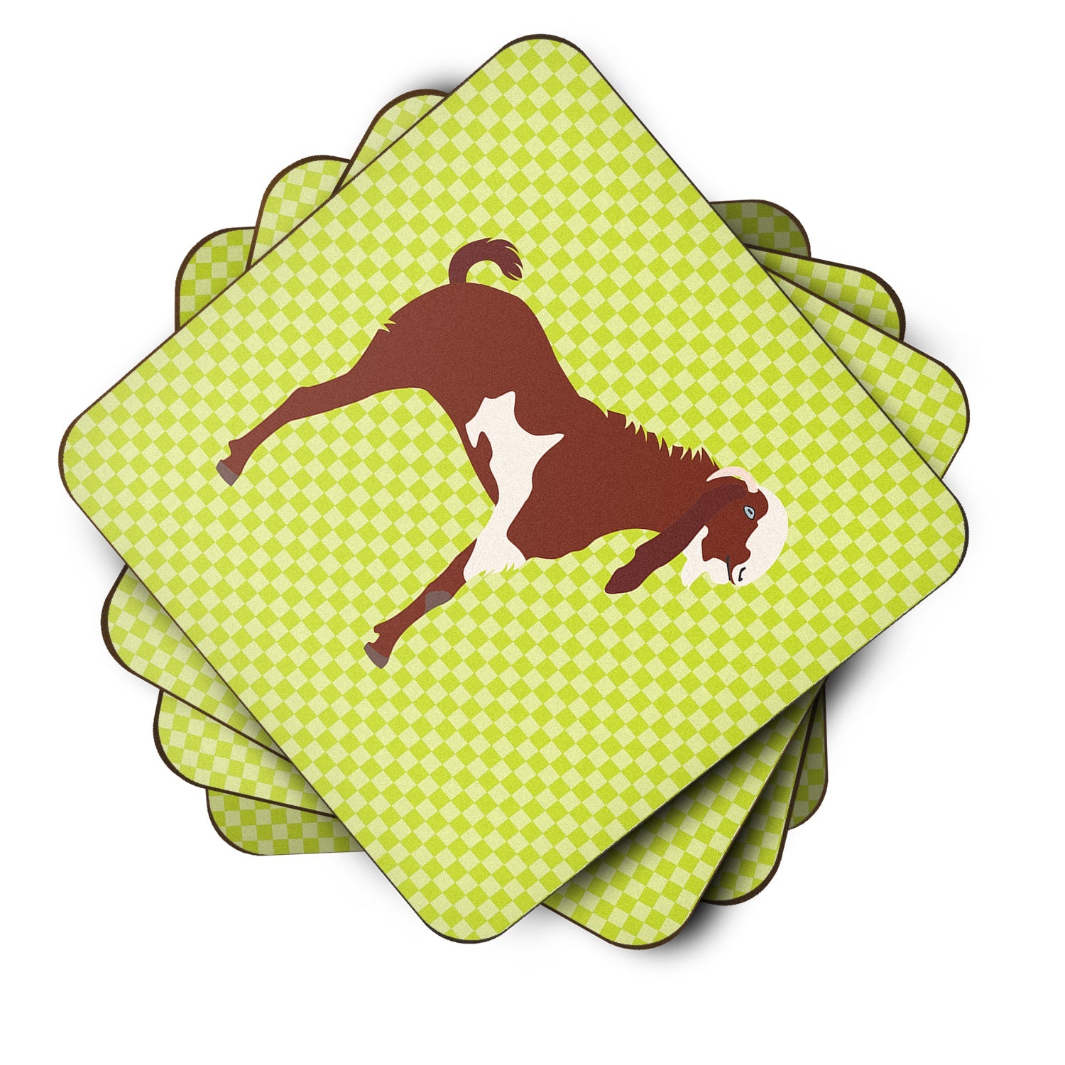 Jamnapari Goat Green Foam Coasters Set of 4 Cup Coasters for Indoor Outdoor, Tabletop Protection, Anti Slip, Mouse pad Material