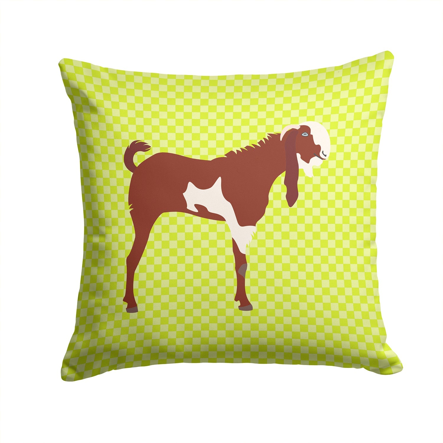Jamnapari Goat Green Decorative Throw Pillow 14x14 Indoor Outdoor Accent Cushion, Fabric Cover with Insert for Sofa, Bed, Porch & Living Room