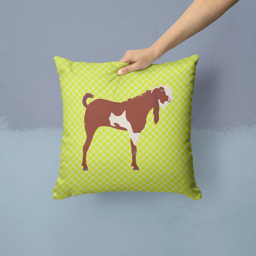 Jamnapari Goat Green Decorative Throw Pillow 14x14 Indoor Outdoor Accent Cushion, Fabric Cover with Insert for Sofa, Bed, Porch & Living Room