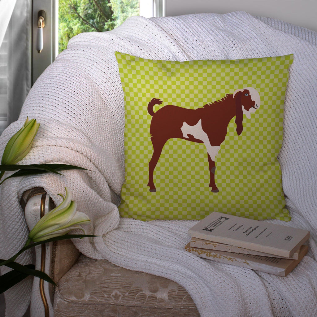 Jamnapari Goat Green Decorative Throw Pillow 14x14 Indoor Outdoor Accent Cushion, Fabric Cover with Insert for Sofa, Bed, Porch & Living Room