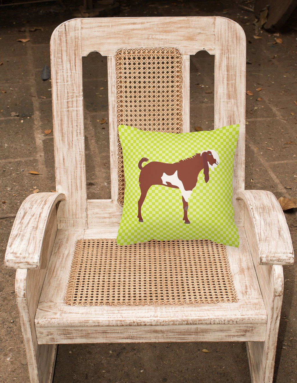Jamnapari Goat Green Decorative Throw Pillow 18x18 Indoor Outdoor Accent Cushion, Fabric Cover with Insert for Sofa, Bed, Porch & Living Room