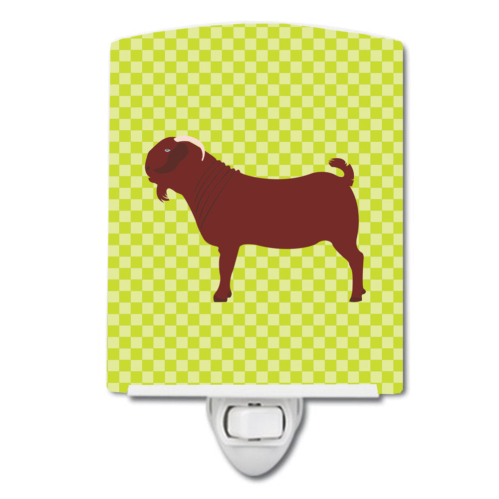 Kalahari Red Goat Green Ceramic Night Light Compact, UL-Certified, Ideal for Bedroom, Bathroom, Nursery, Hallway, Kitchen, 6x4x3, Multicolor