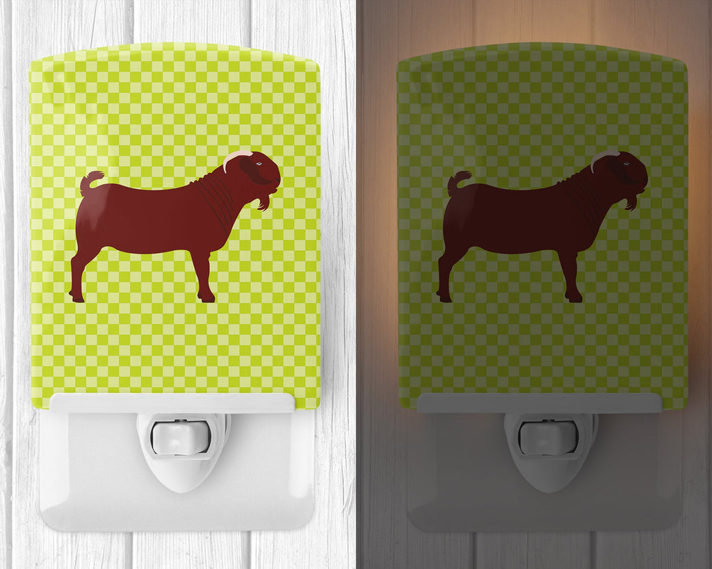 Kalahari Red Goat Green Ceramic Night Light Compact, UL-Certified, Ideal for Bedroom, Bathroom, Nursery, Hallway, Kitchen, 6x4x3, Multicolor
