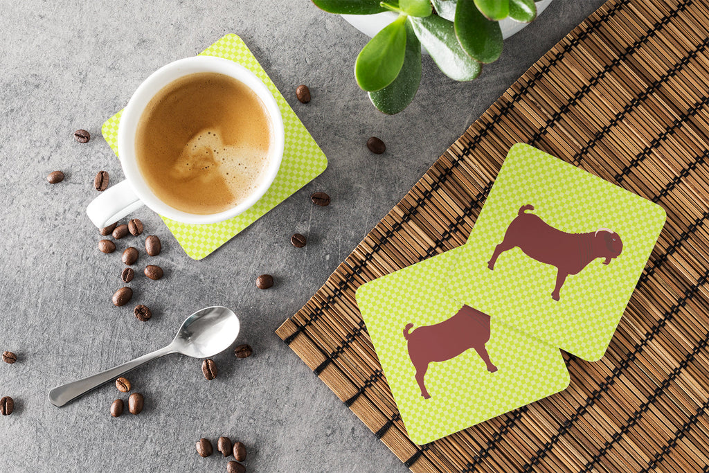 Kalahari Red Goat Green Foam Coasters Set of 4 Cup Coasters for Indoor Outdoor, Tabletop Protection, Anti Slip, Mouse pad Material