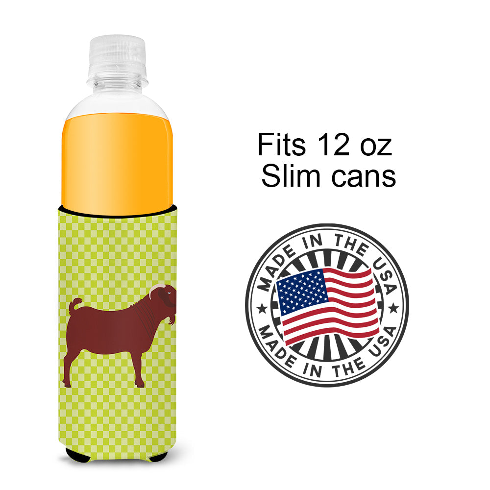 Kalahari Red Goat Green Slim Can Hugger , Insulated Foam Hugger for 12 oz Slim Cans, Beer Bottles & Water Bottles, Printed in USA