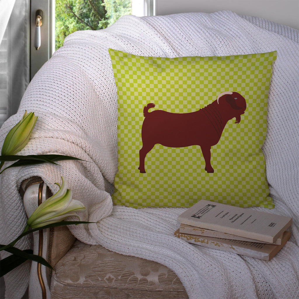 Kalahari Red Goat Green Decorative Throw Pillow 14x14 Indoor Outdoor Accent Cushion, Fabric Cover with Insert for Sofa, Bed, Porch & Living Room