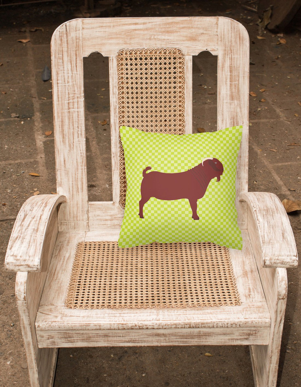 Kalahari Red Goat Green Decorative Throw Pillow 18x18 Indoor Outdoor Accent Cushion, Fabric Cover with Insert for Sofa, Bed, Porch & Living Room