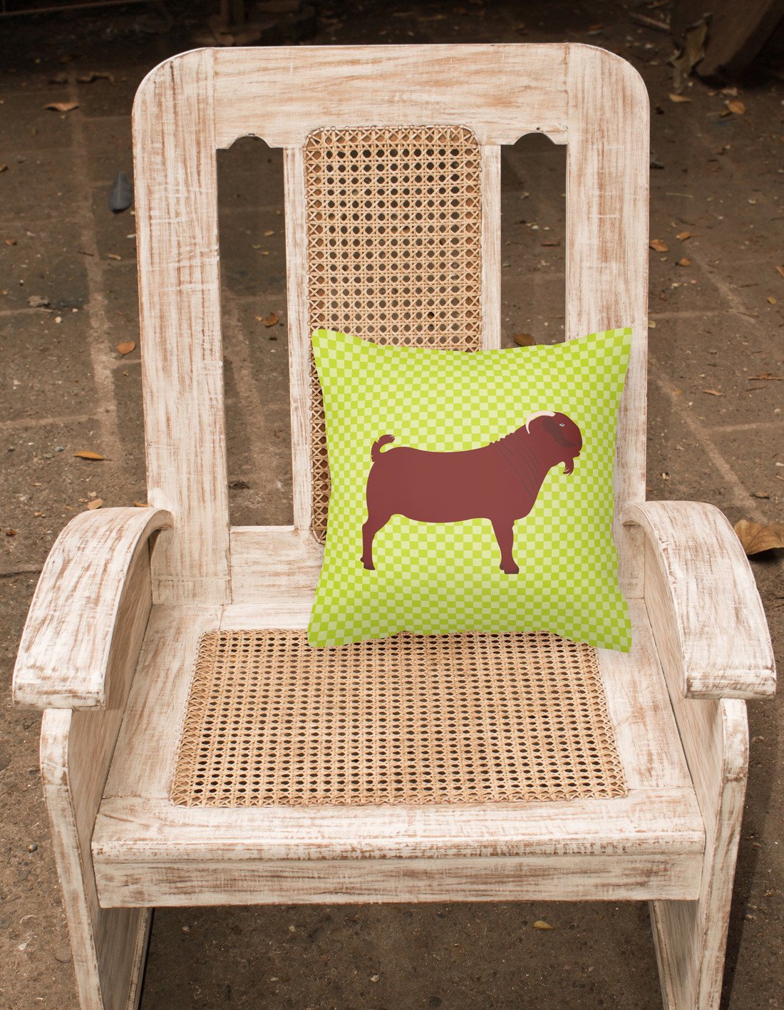 Kalahari Red Goat Green Decorative Throw Pillow 18x18 Indoor Outdoor Accent Cushion, Fabric Cover with Insert for Sofa, Bed, Porch & Living Room