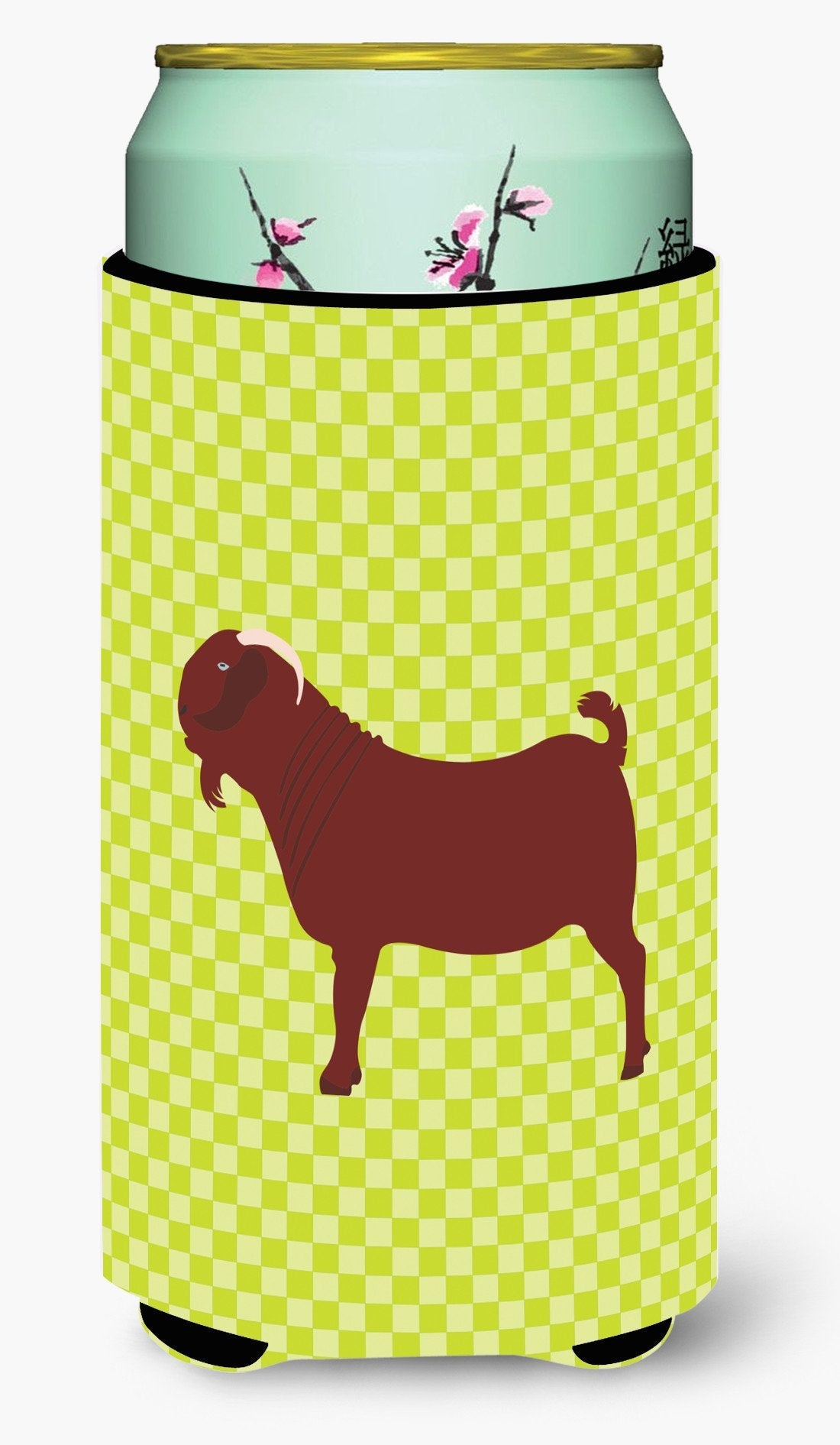 Kalahari Red Goat Green Tall Boy Hugger Can Cooler Sleeve Machine Washable Drink Collapsible Insulator Beverage Insulated Holder