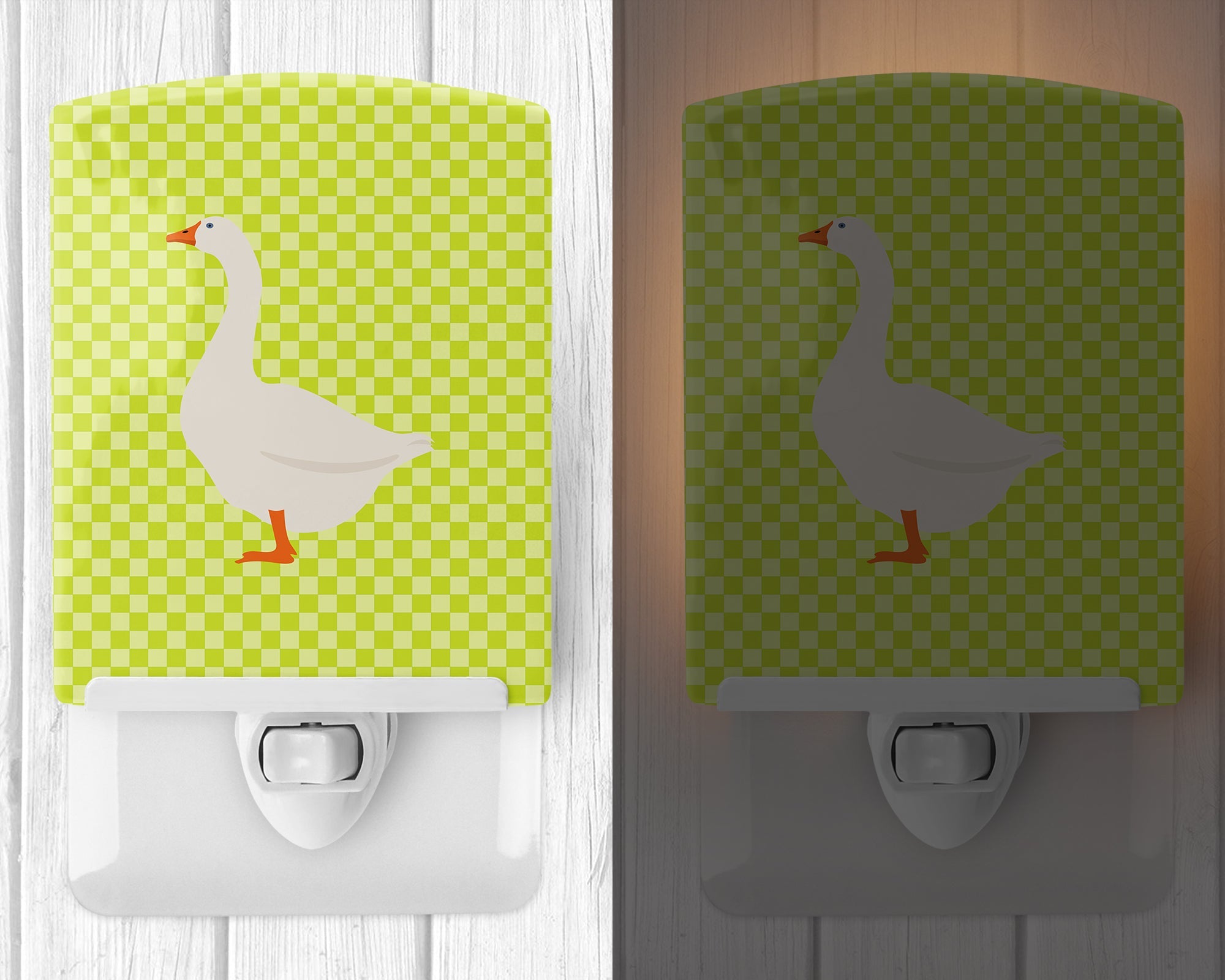 Embden Goose Green Ceramic Night Light Compact, UL-Certified, Ideal for Bedroom, Bathroom, Nursery, Hallway, Kitchen, 6x4x3, Multicolor