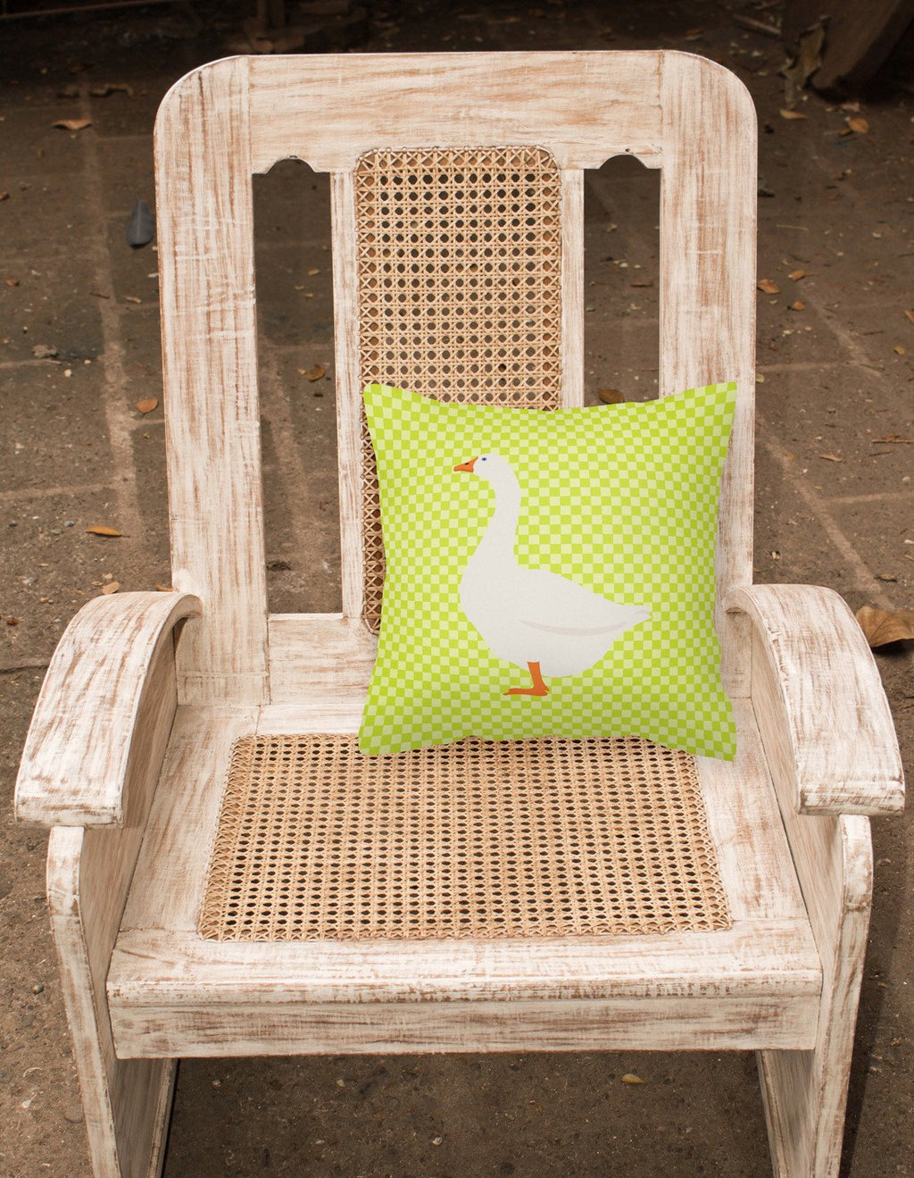 Embden Goose Green Decorative Throw Pillow 18x18 Indoor Outdoor Accent Cushion, Fabric Cover with Insert for Sofa, Bed, Porch & Living Room