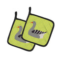 Pilgrim Goose Green Pot Holder Set of 2 Heat Resistant Quilted Hot Pads 7.5 x 7.5 Inch, Insulated Kitchen Trivets for Cooking & Baking