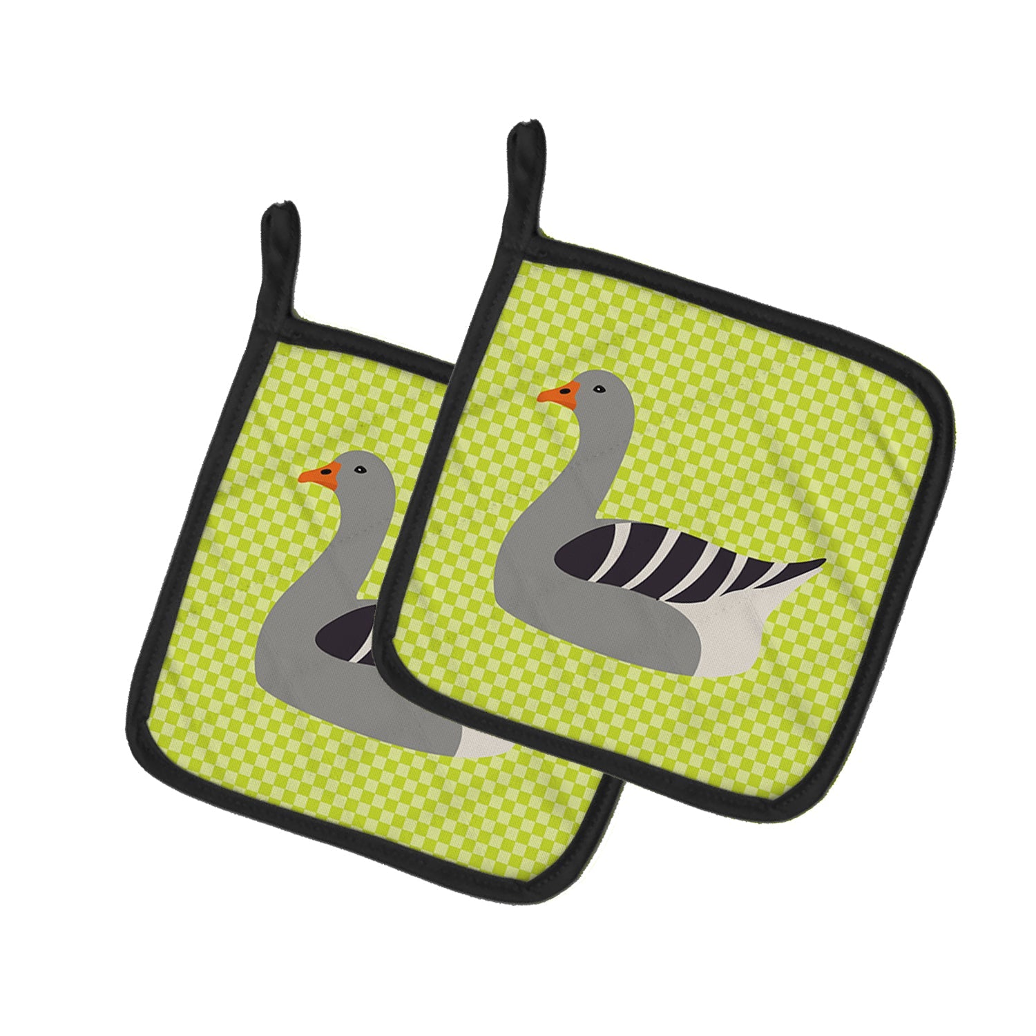 Pilgrim Goose Green Pot Holder Set of 2 Heat Resistant Quilted Hot Pads 7.5 x 7.5 Inch, Insulated Kitchen Trivets for Cooking & Baking