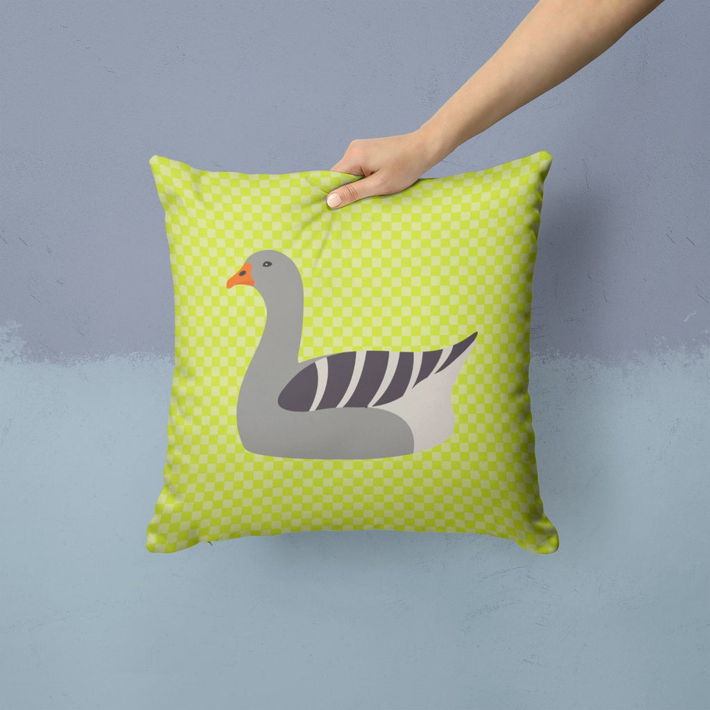 Pilgrim Goose Green Decorative Throw Pillow 14x14 Indoor Outdoor Accent Cushion, Fabric Cover with Insert for Sofa, Bed, Porch & Living Room