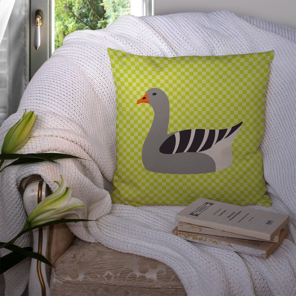 Pilgrim Goose Green Decorative Throw Pillow 14x14 Indoor Outdoor Accent Cushion, Fabric Cover with Insert for Sofa, Bed, Porch & Living Room