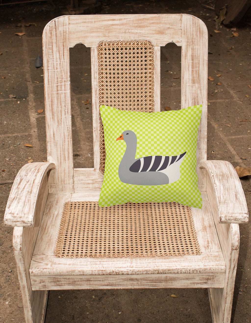 Pilgrim Goose Green Decorative Throw Pillow 18x18 Indoor Outdoor Accent Cushion, Fabric Cover with Insert for Sofa, Bed, Porch & Living Room